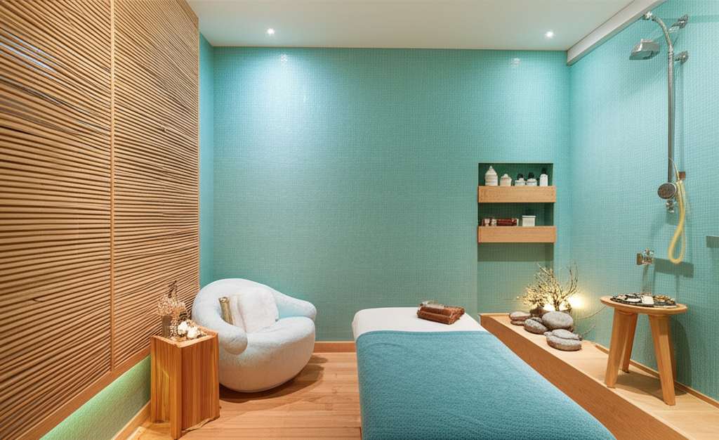 Generate a high-quality, relevant image prompt for an article about: Small Spa Room Design Ideas: Es