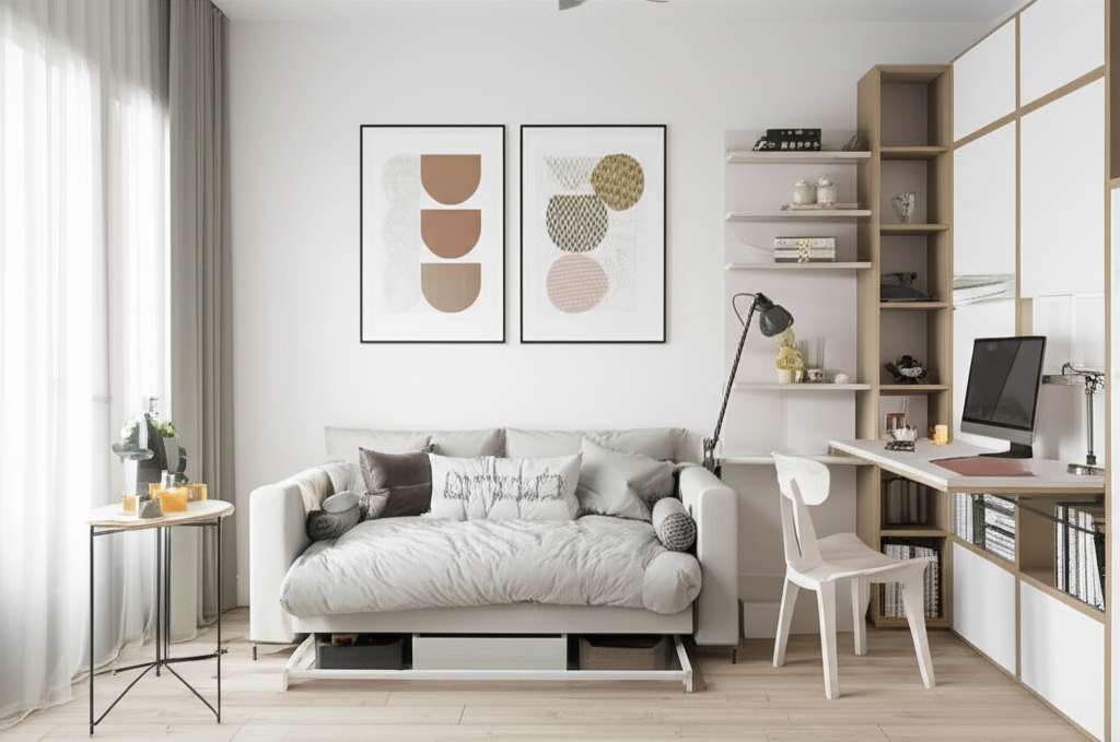 Generate a high-quality, relevant image prompt for an article about: Room Design Ideas Small Room: B