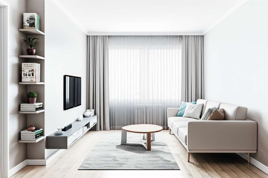 Generate a high-quality, relevant image prompt for an article about: Small Rectangular Room Design I