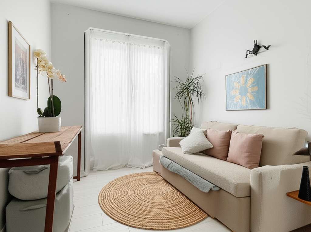 Generate a high-quality, relevant image prompt for an article about: Simple Small Room Design Ideas