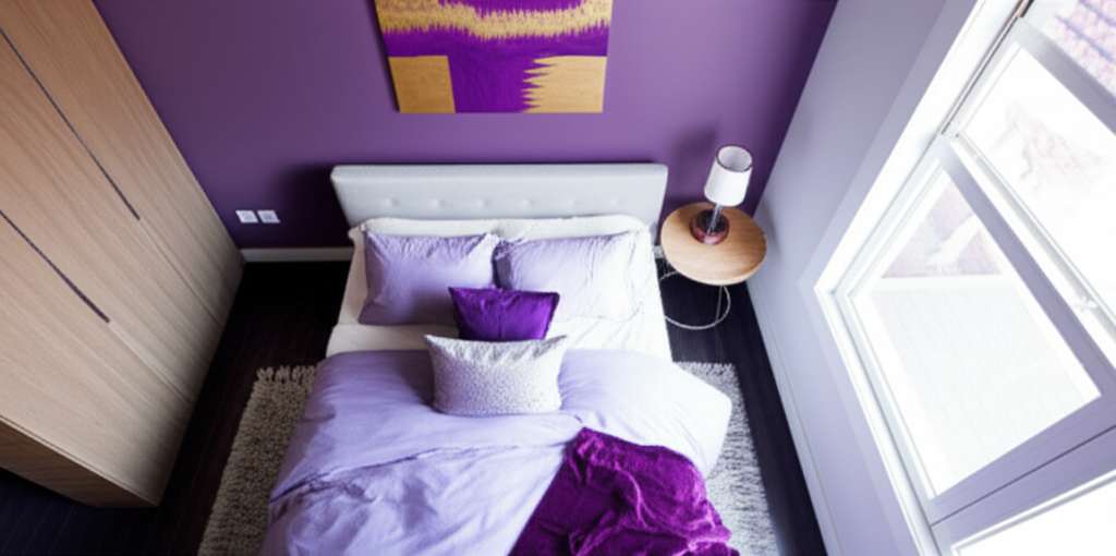 Generate a high-quality, relevant image prompt for an article about: Small Room Design Ideas Purple: