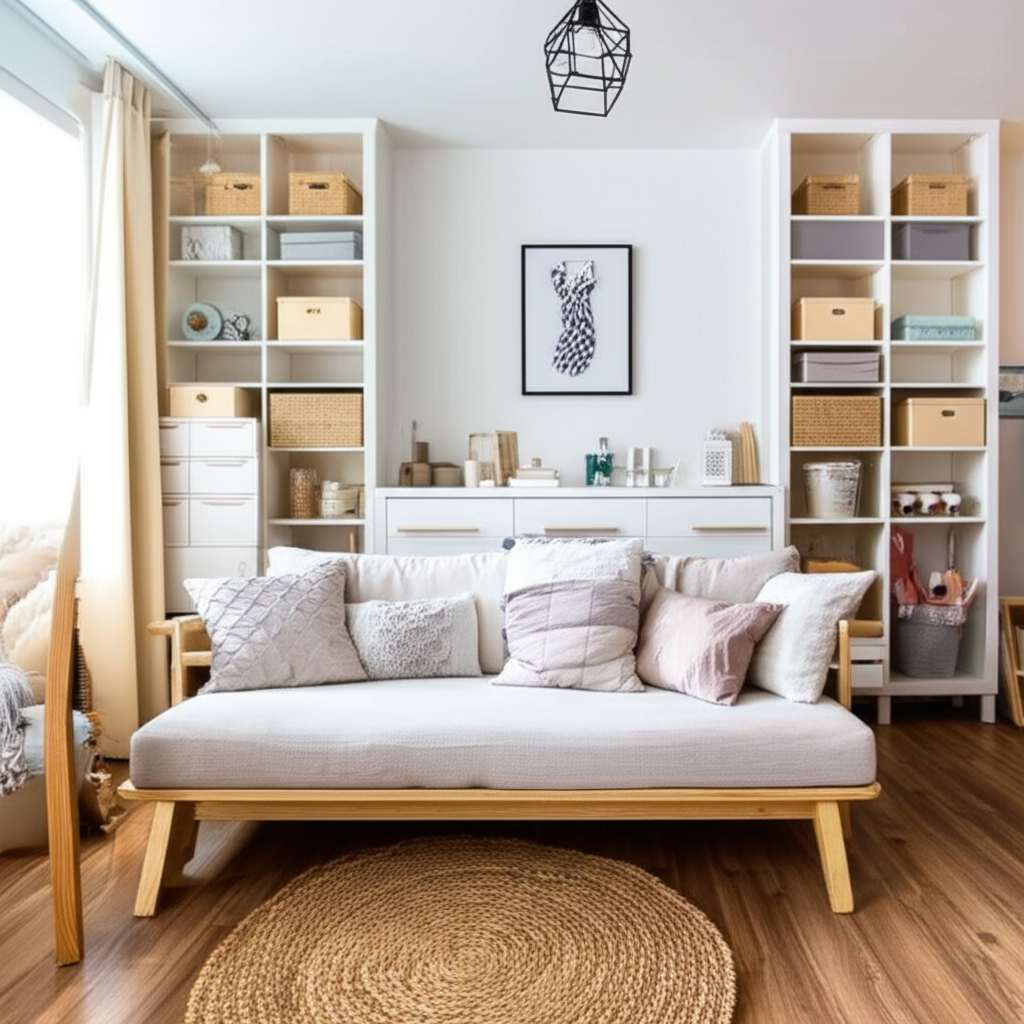 Generate a high-quality, relevant image prompt for an article about: Small Room Design Ideas Pintere