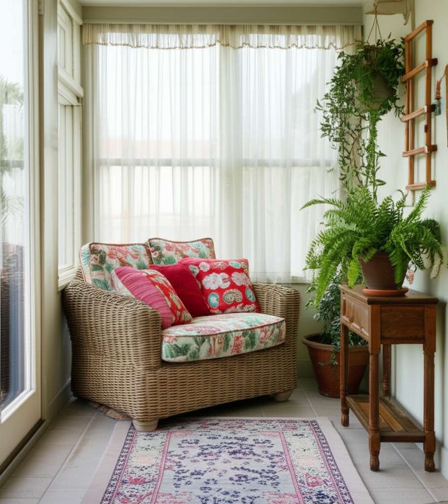 Generate a high-quality, relevant image prompt for an article about: Small Conservatory Interior Des