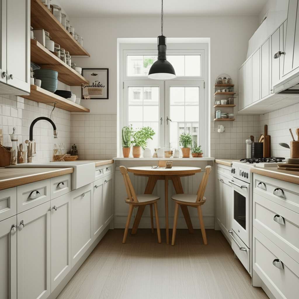 Generate a high-quality, relevant image prompt for an article about: Small Kitchen Interior Design I