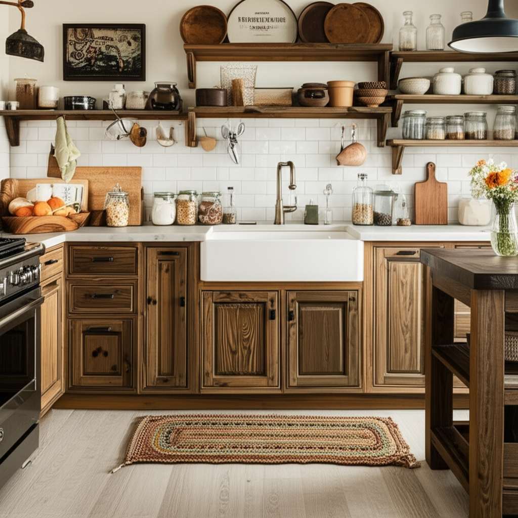 Generate a high-quality, relevant image prompt for an article about: 15 Rustic Kitchen Decor Styles: