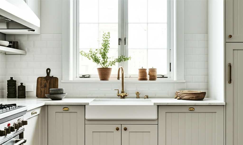 Generate a high-quality, relevant image prompt for an article about: 8 Scandinavian Kitchen Design T