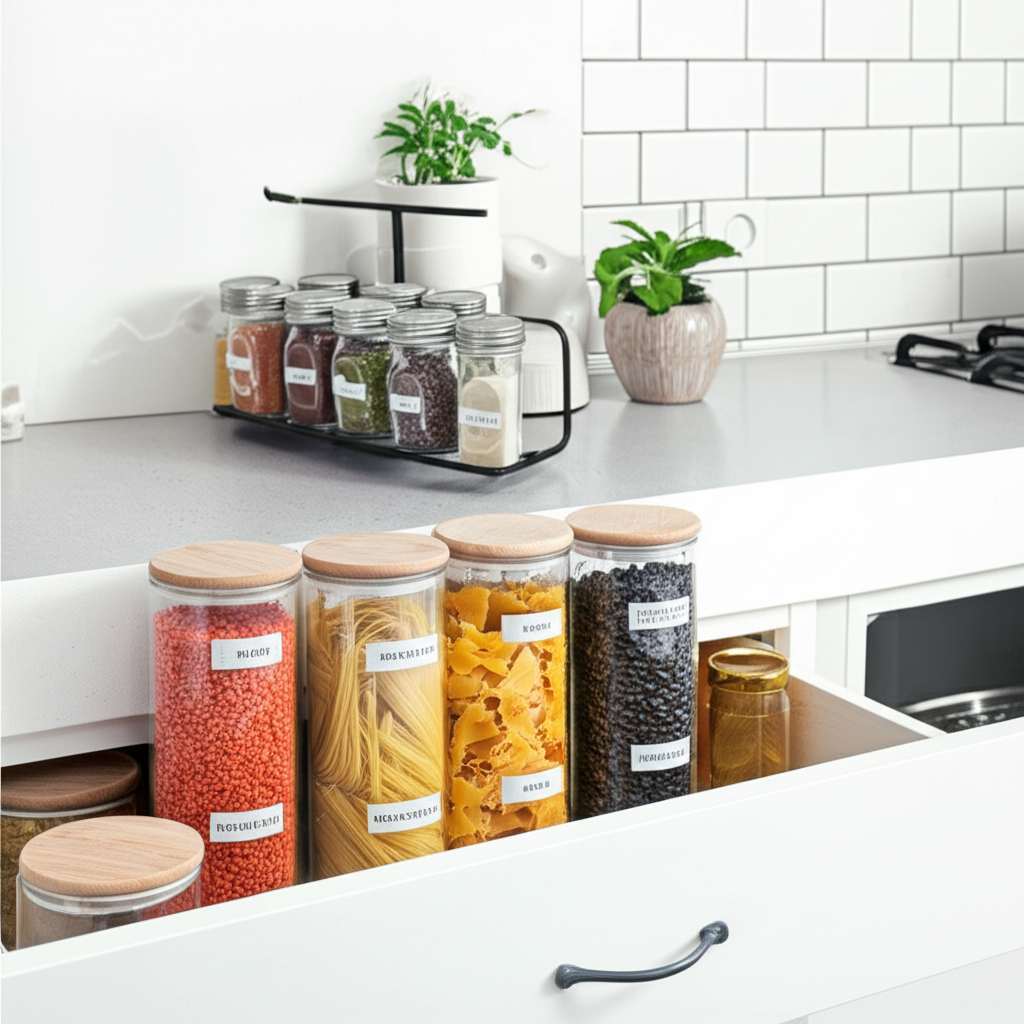 Generate a high-quality, relevant image prompt for an article about: 10 Kitchen Organization Decor T