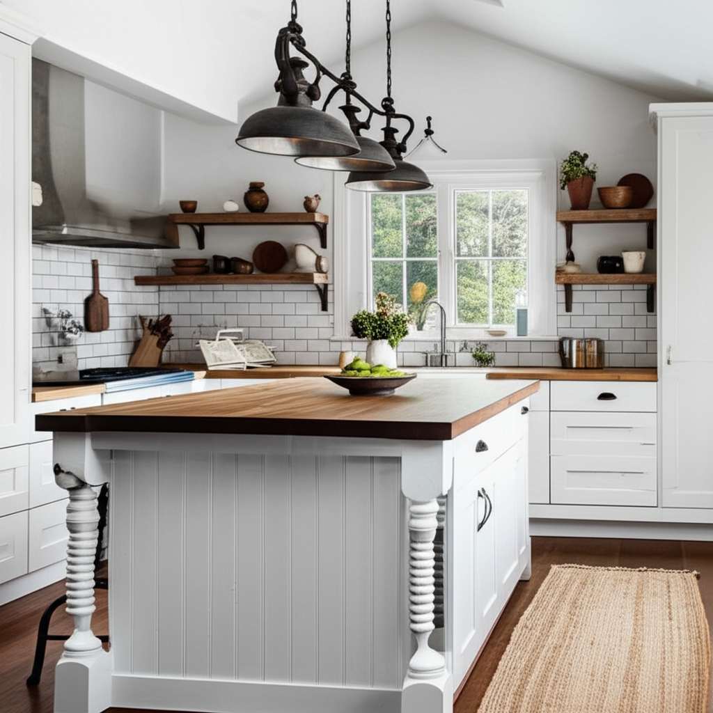 Generate a high-quality, relevant image prompt for an article about: 10 Modern Farmhouse Kitchen Des