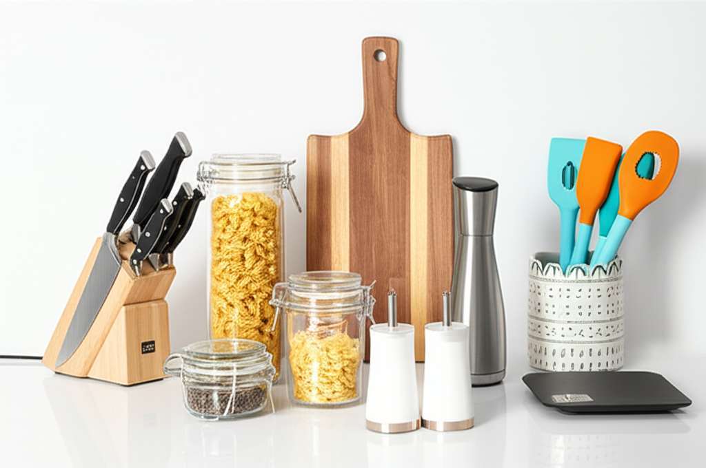 Generate a high-quality, relevant image prompt for an article about: 9 Chic Kitchen Accessories: Mus