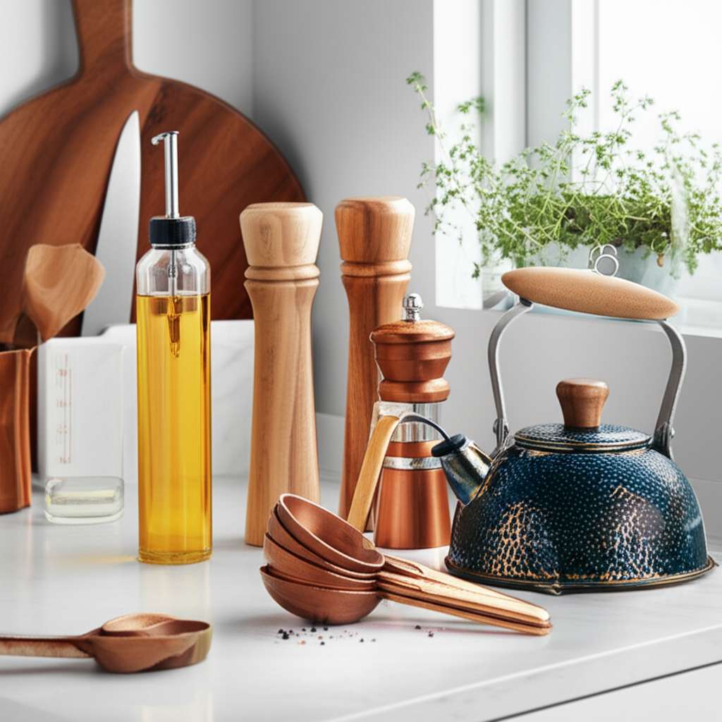 Generate a high-quality, relevant image prompt for an article about: 9 Chic Kitchen Accessories: Mus