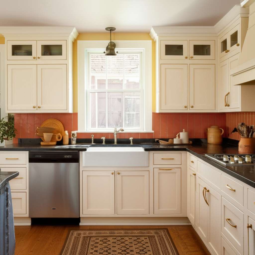 Generate a high-quality, relevant image prompt for an article about: 8 Warm Kitchen Color Ideas: Stu