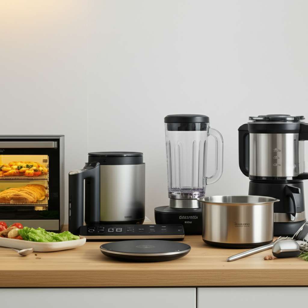 Generate a high-quality, relevant image prompt for an article about: 12 Modern Kitchen Gadgets 2025: