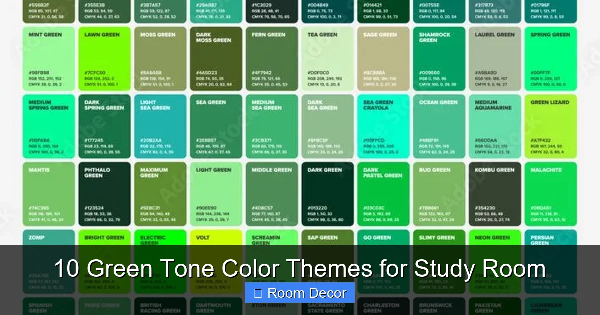 10 Green Tone Color Themes for Study Room