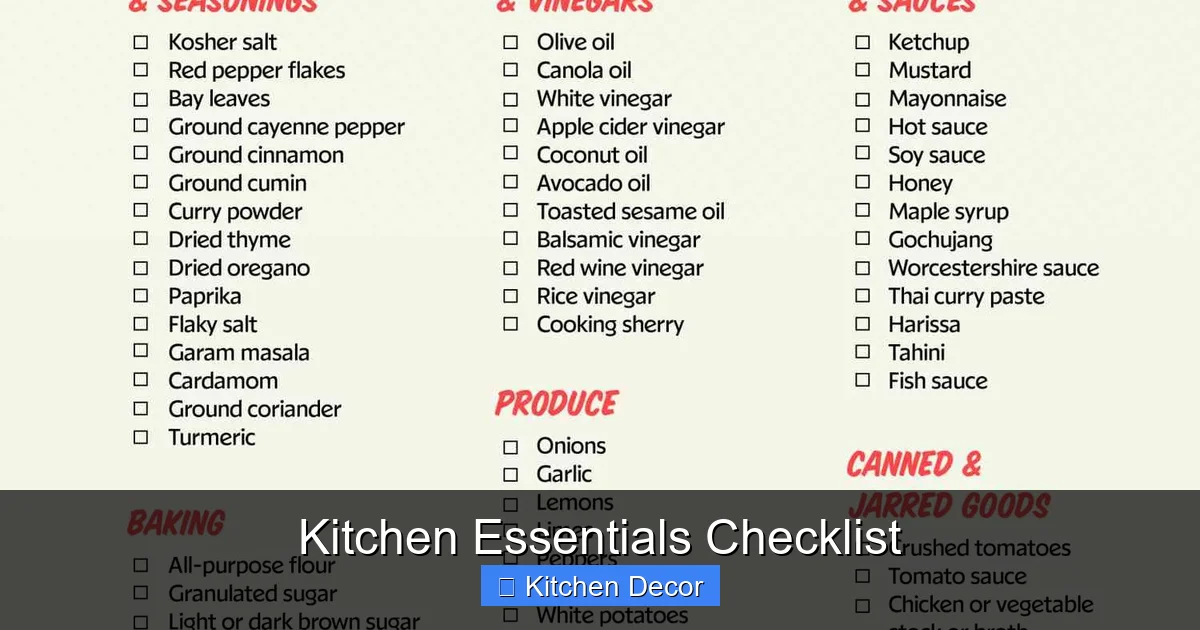 Kitchen Essentials Checklist
