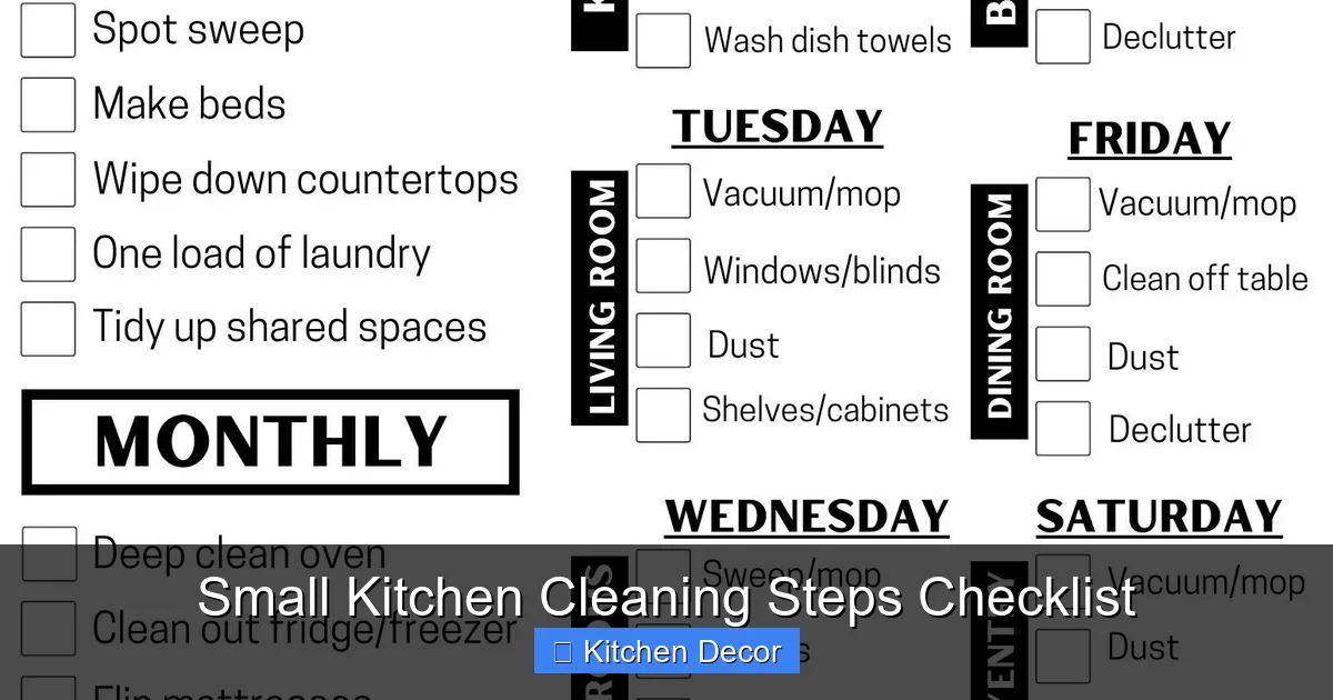 Small Kitchen Cleaning Steps Checklist