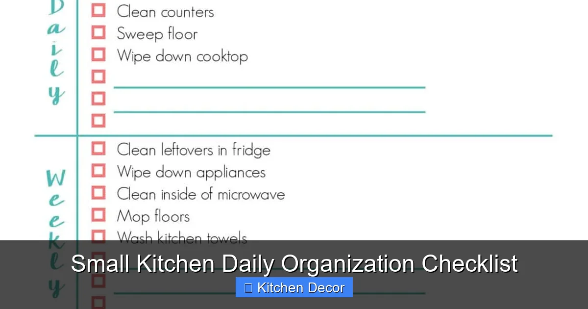 Small Kitchen Daily Organization Checklist