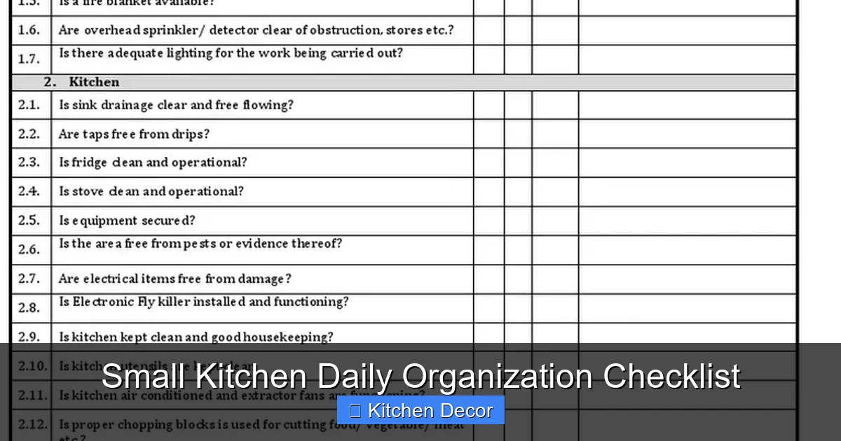 Small Kitchen Daily Organization Checklist