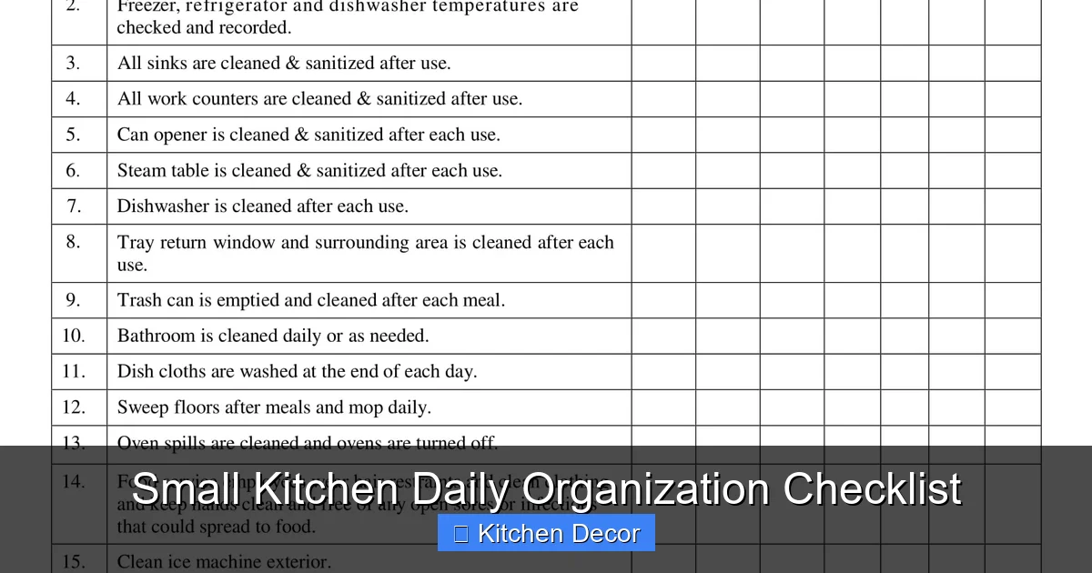 Small Kitchen Daily Organization Checklist