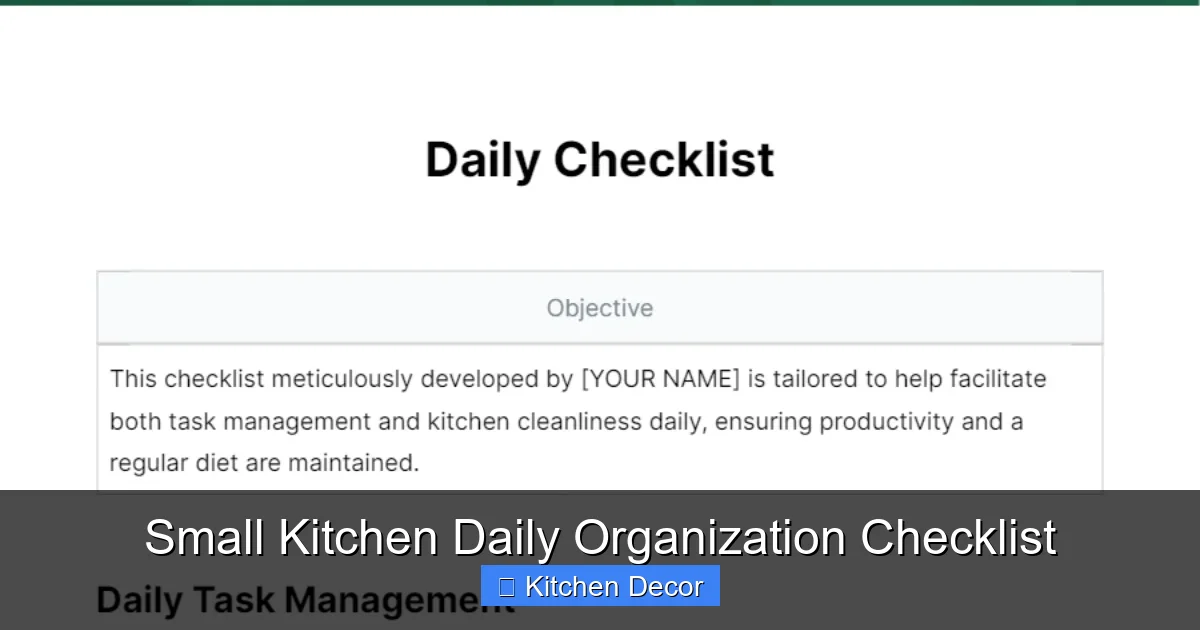 Small Kitchen Daily Organization Checklist
