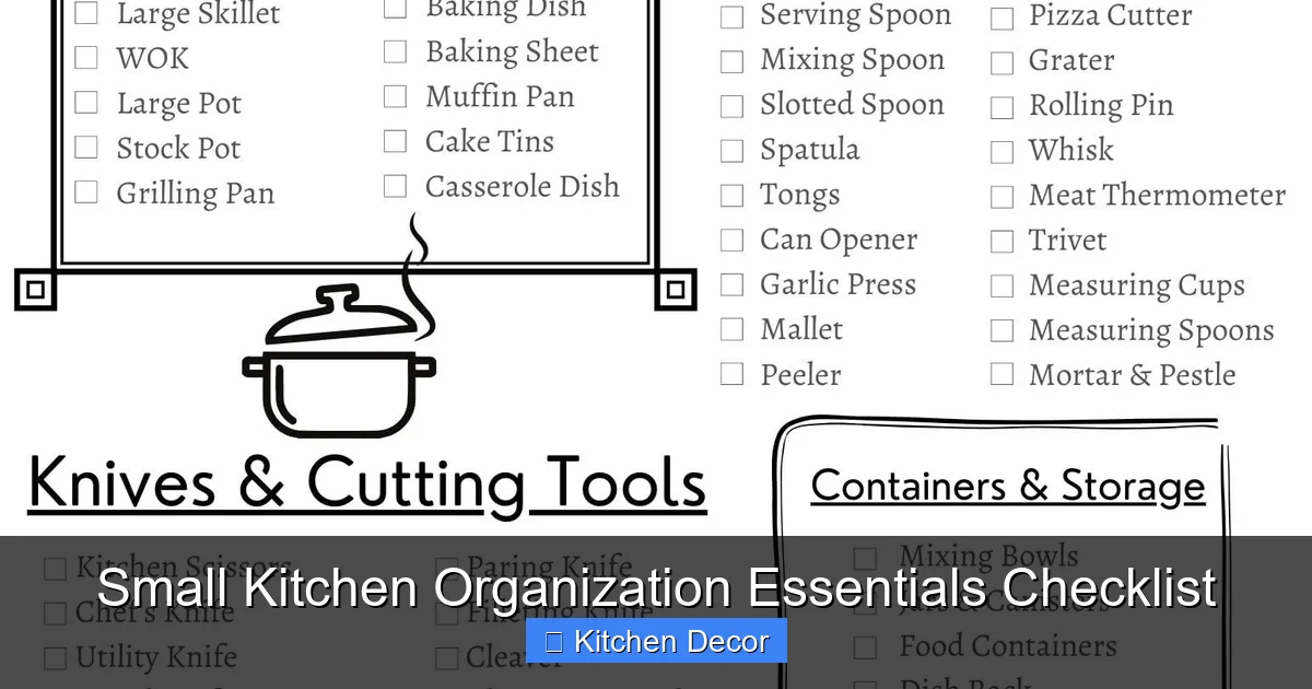 Small Kitchen Organization Essentials Checklist