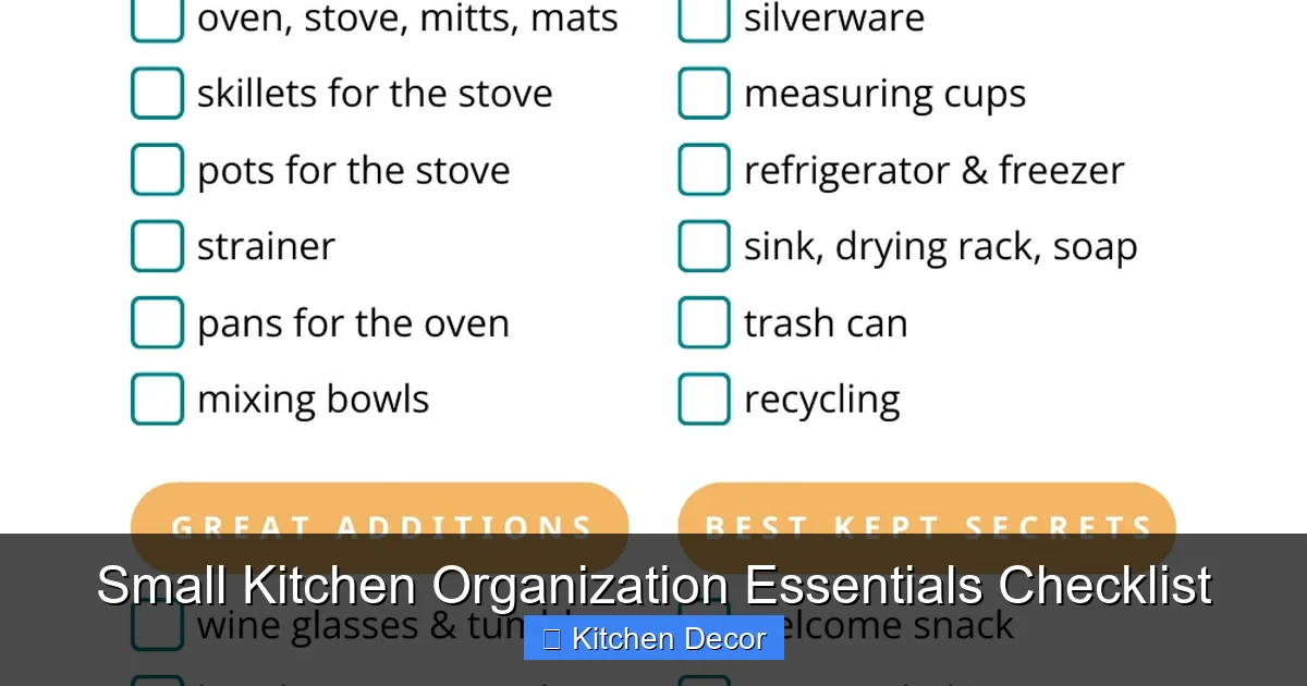 Small Kitchen Organization Essentials Checklist