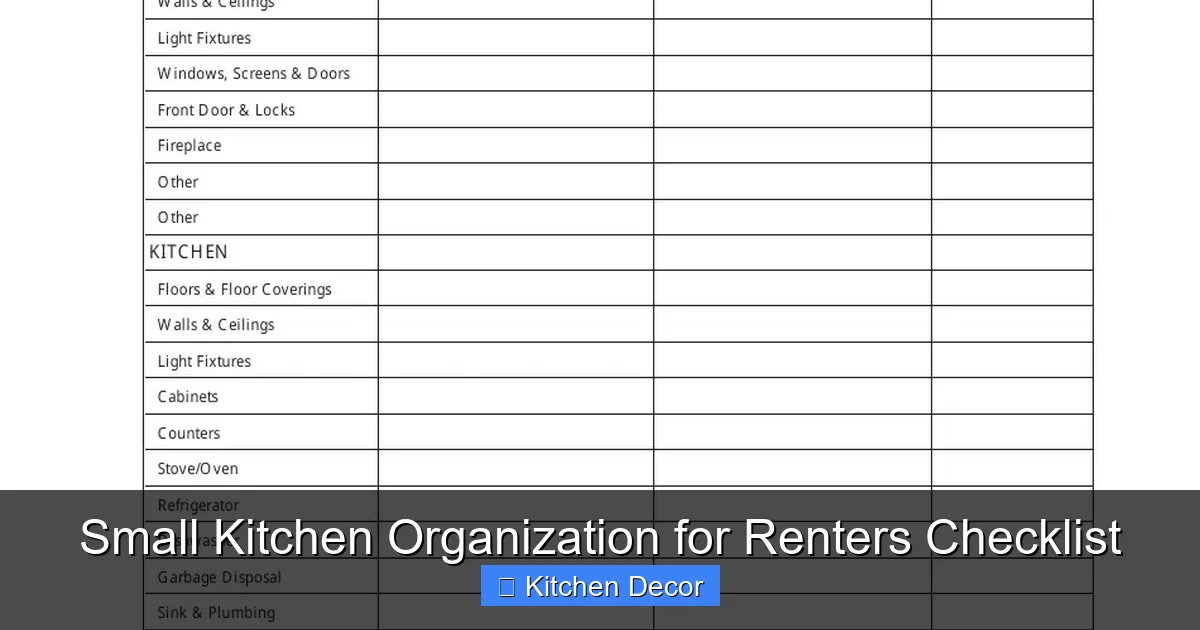 Small Kitchen Organization for Renters Checklist