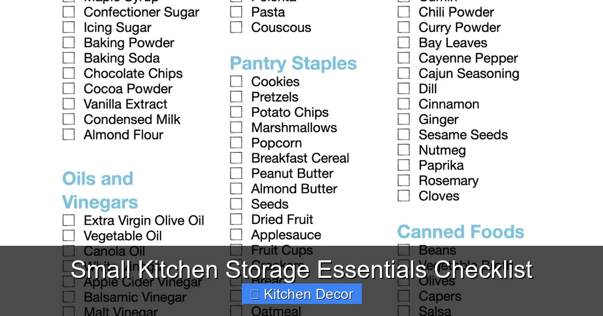 Small Kitchen Storage Essentials Checklist