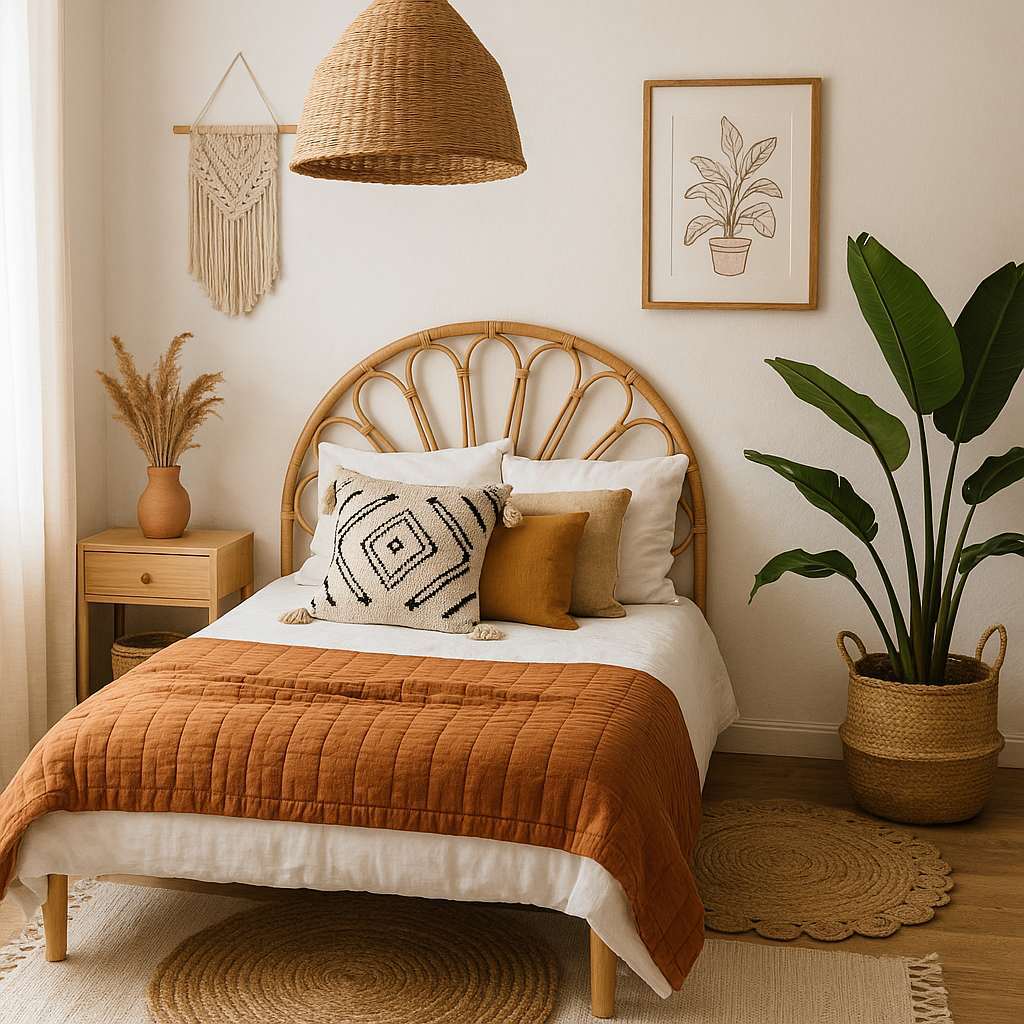 Generate a high-quality, relevant image prompt for an article about: Small Boho Room Design Ideas Th