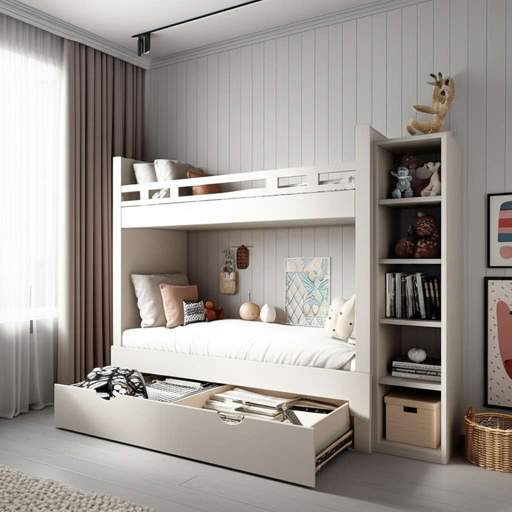 Generate a high-quality, relevant image prompt for an article about: Small Space Saving Bedroom Desi