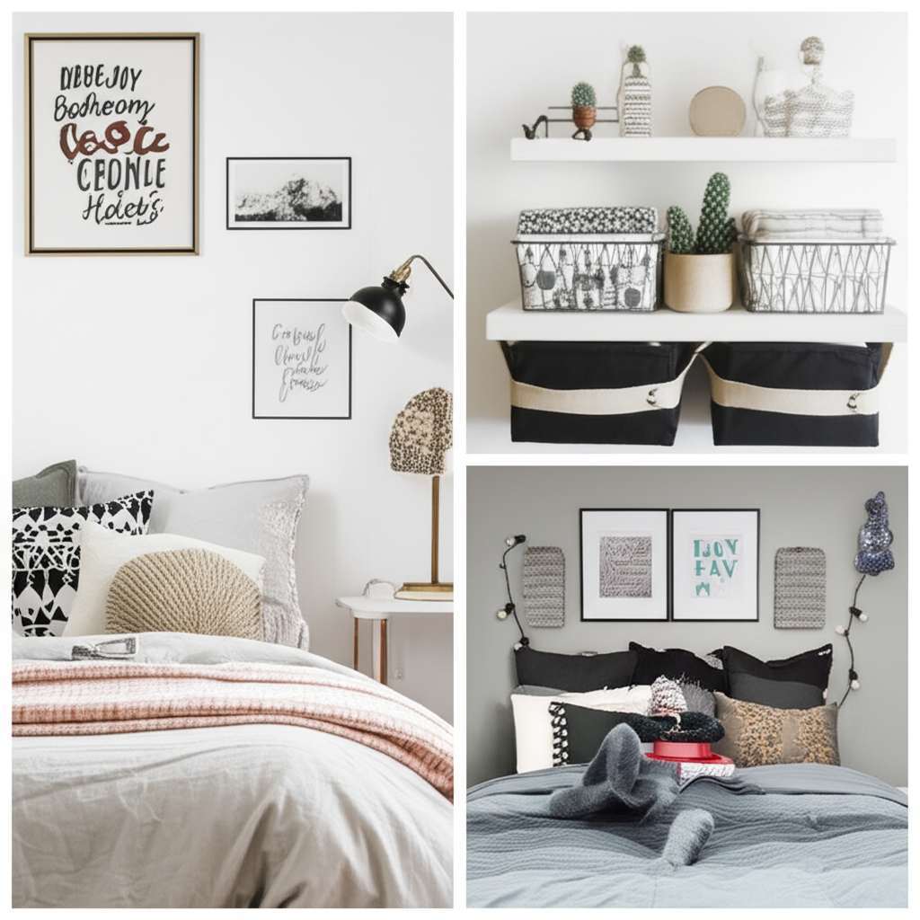 Generate a high-quality, relevant image prompt for an article about: Small Bedroom Decor Ideas On A