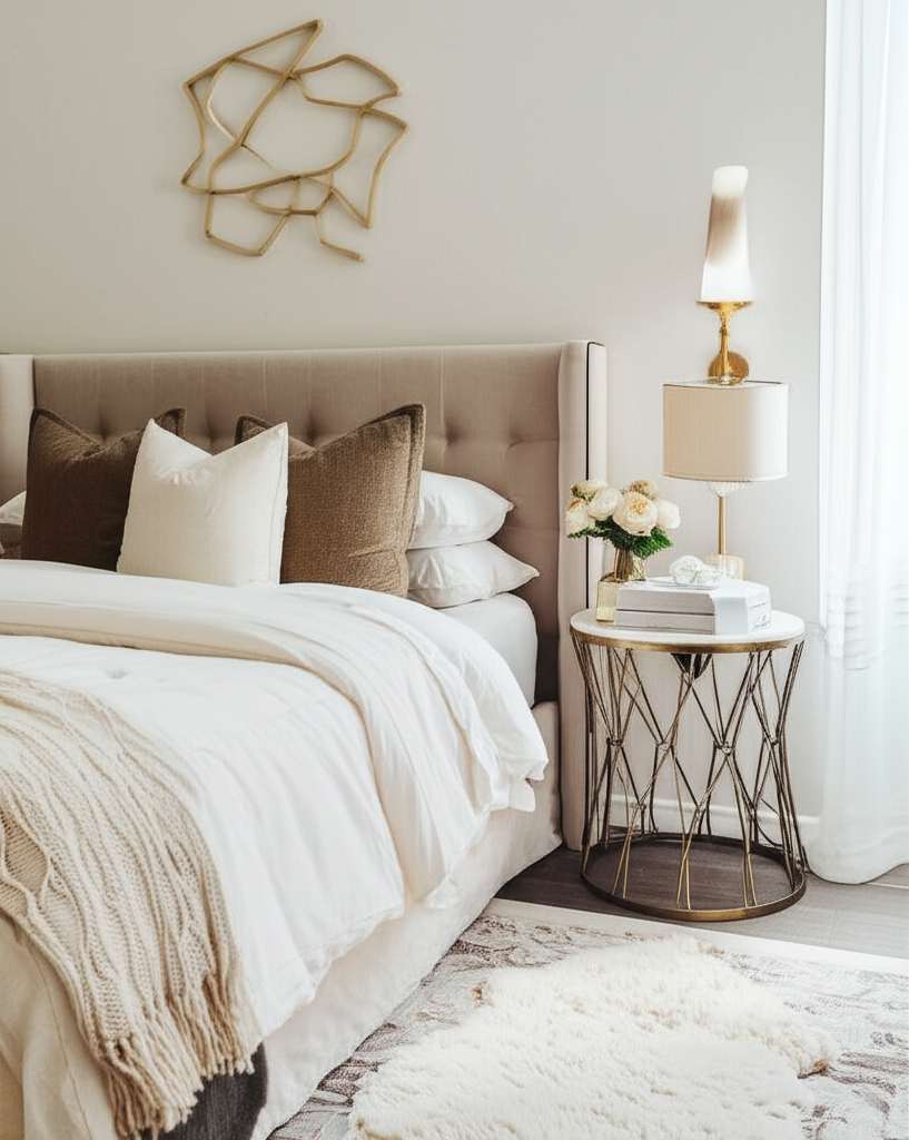 Generate a high-quality, relevant image prompt for an article about: Small Elegant Bedroom Design Id