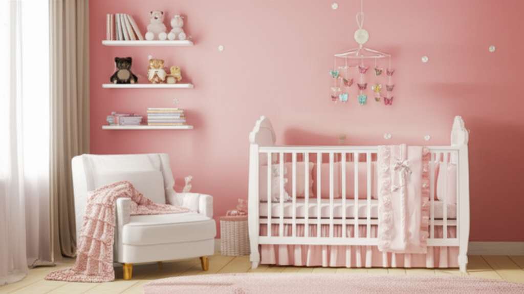 Generate a high-quality, relevant image prompt for an article about: Small Girl Baby Room Design Ide