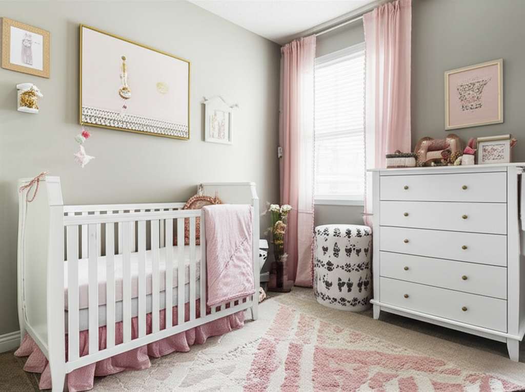 Generate a high-quality, relevant image prompt for an article about: Small Girl Nursery Room Design
