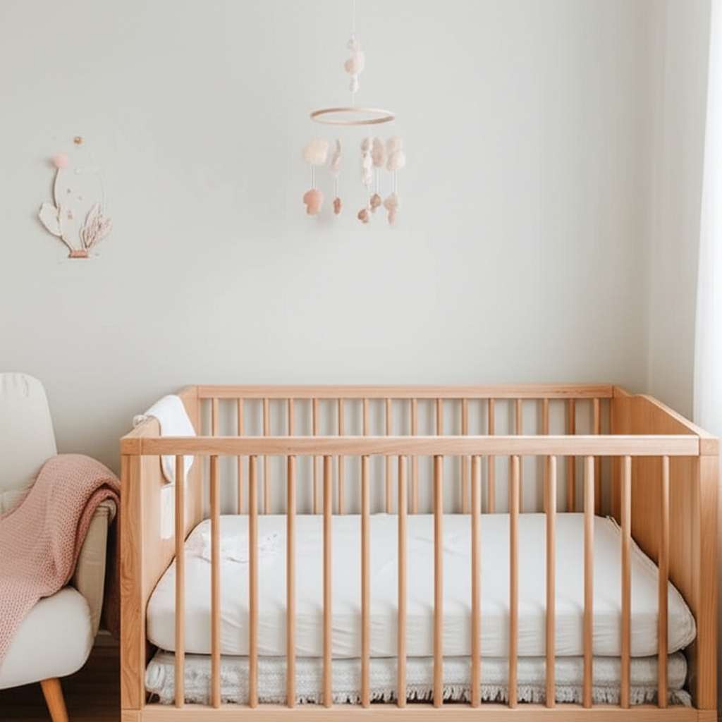 Generate a high-quality, relevant image prompt for an article about: Minimalist Baby Girl Nursery: B