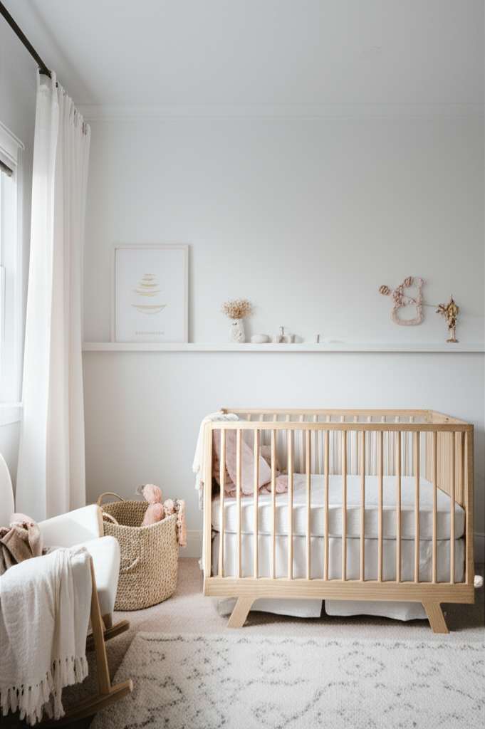 Generate a high-quality, relevant image prompt for an article about: Minimalist Baby Girl Nursery: B