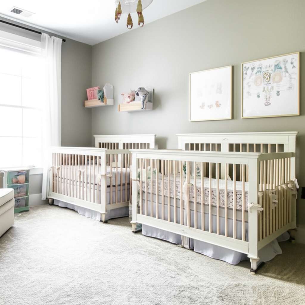 Generate a high-quality, relevant image prompt for an article about: Small Twin Baby Nursery Room Id