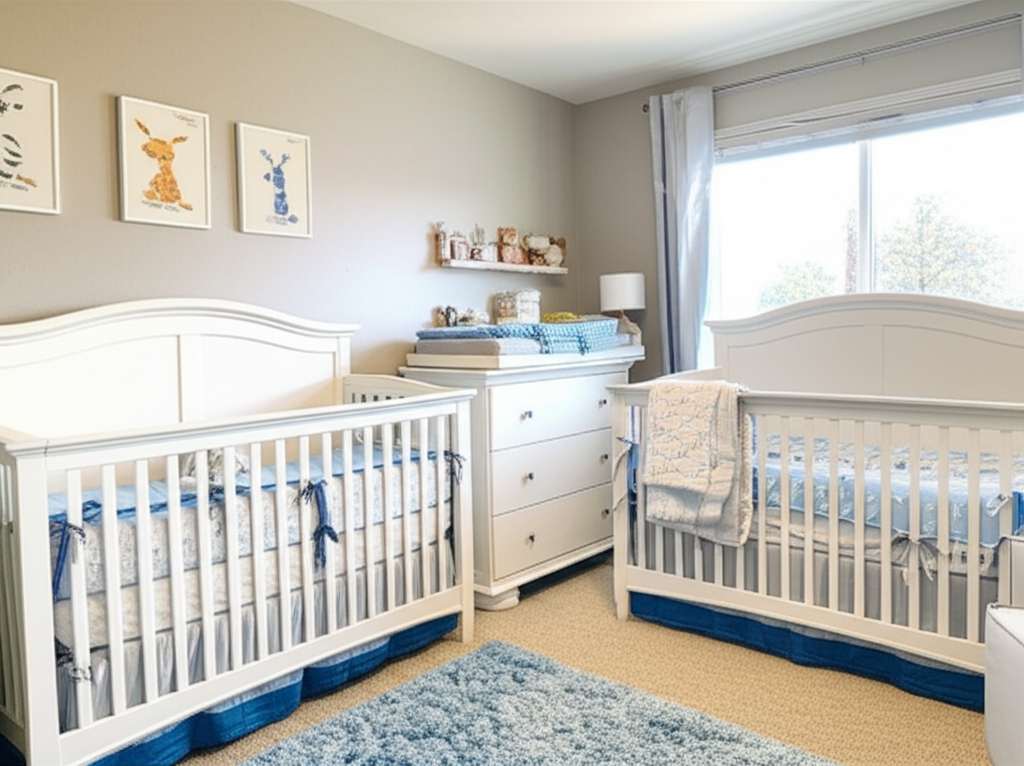 Generate a high-quality, relevant image prompt for an article about: Small Twin Baby Nursery Room Id