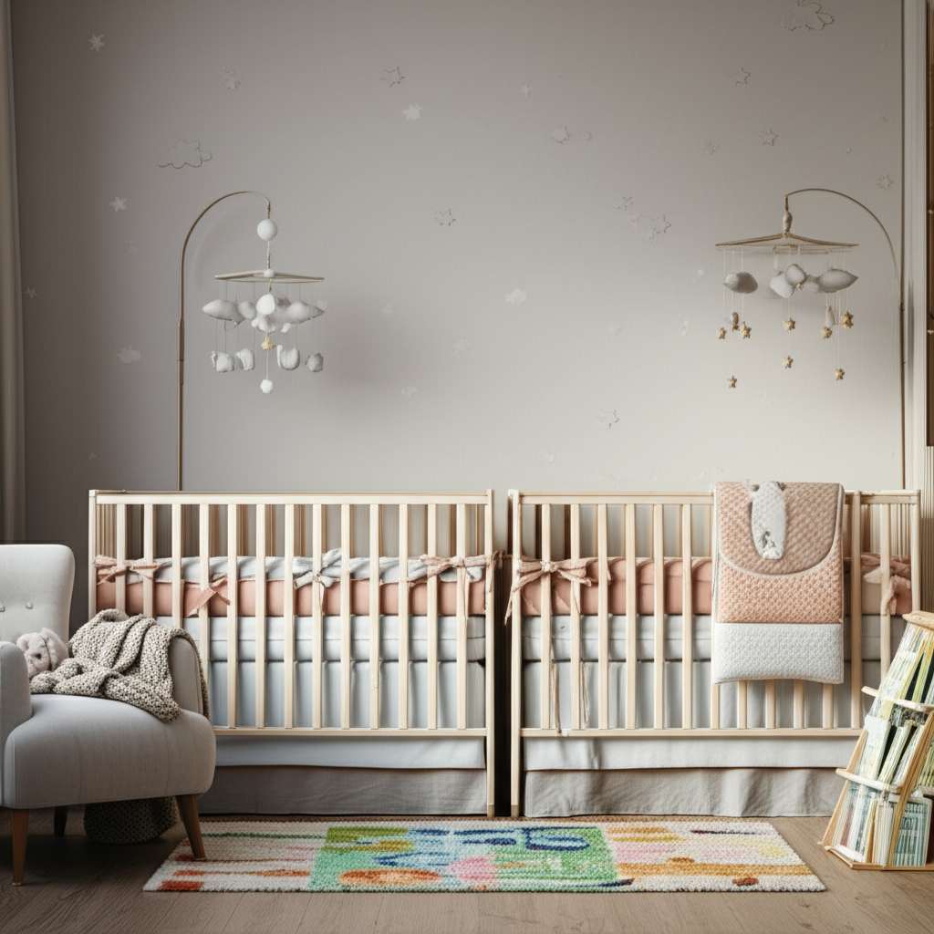 Generate a high-quality, relevant image prompt for an article about: Cute Twin Baby Nursery Decor Id