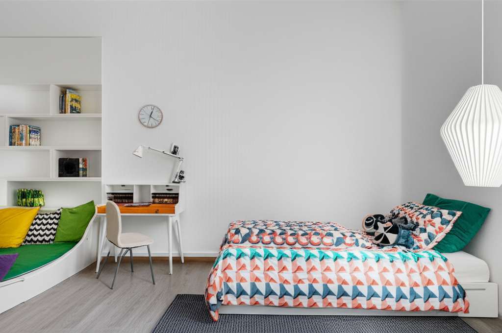 Generate a high-quality, relevant image prompt for an article about: Modern Kids Bedroom Design Idea