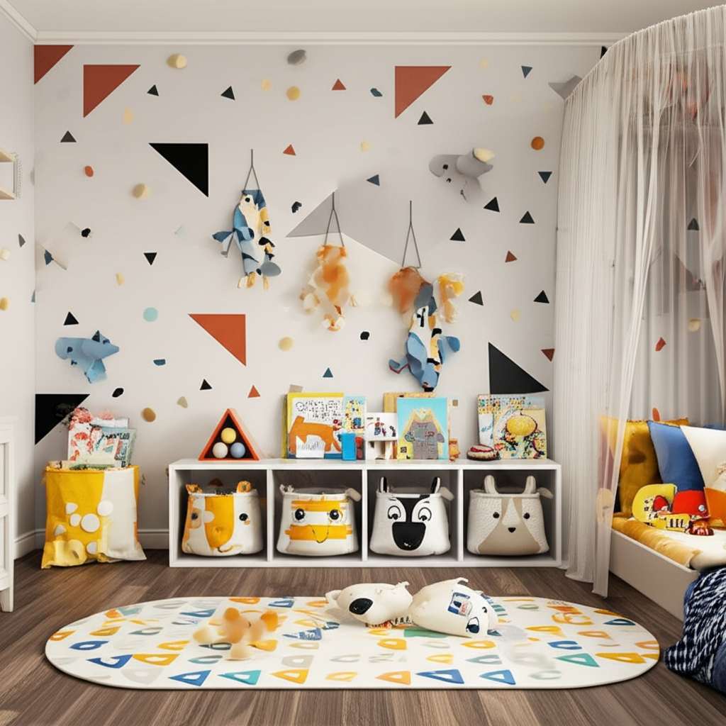 Generate a high-quality, relevant image prompt for an article about: Simple Kids Bedroom Design Idea