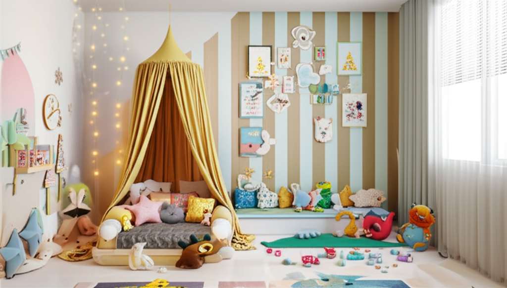 Generate a high-quality, relevant image prompt for an article about: Aesthetic Kids Bedroom Design I