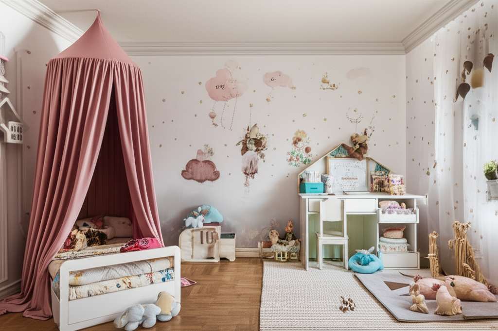 Generate a high-quality, relevant image prompt for an article about: Aesthetic Kids Bedroom Design I