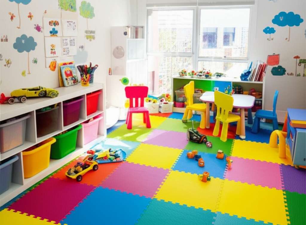 Generate a high-quality, relevant image prompt for an article about: Small Kids Playroom Design Idea